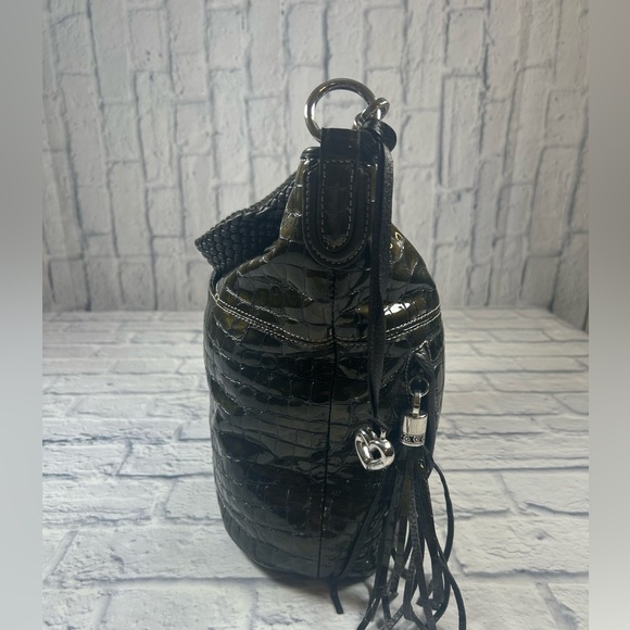 Brighton Dark Green Crocodile Embossed Hobo Bag. - Picture 2 of 10